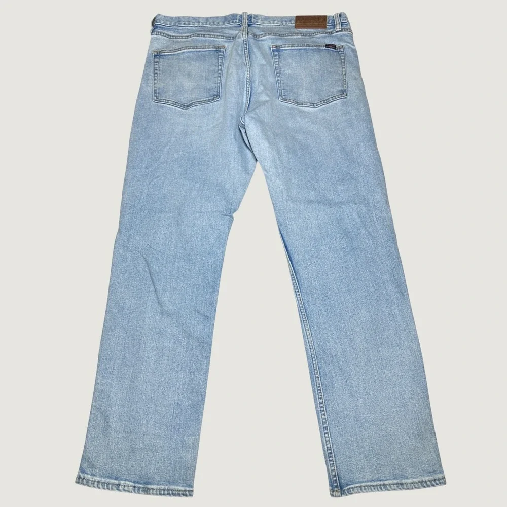 Faherty Jeans Mens 36x30 Organic Cotton Stretch Straight Leg Light Wash Blue